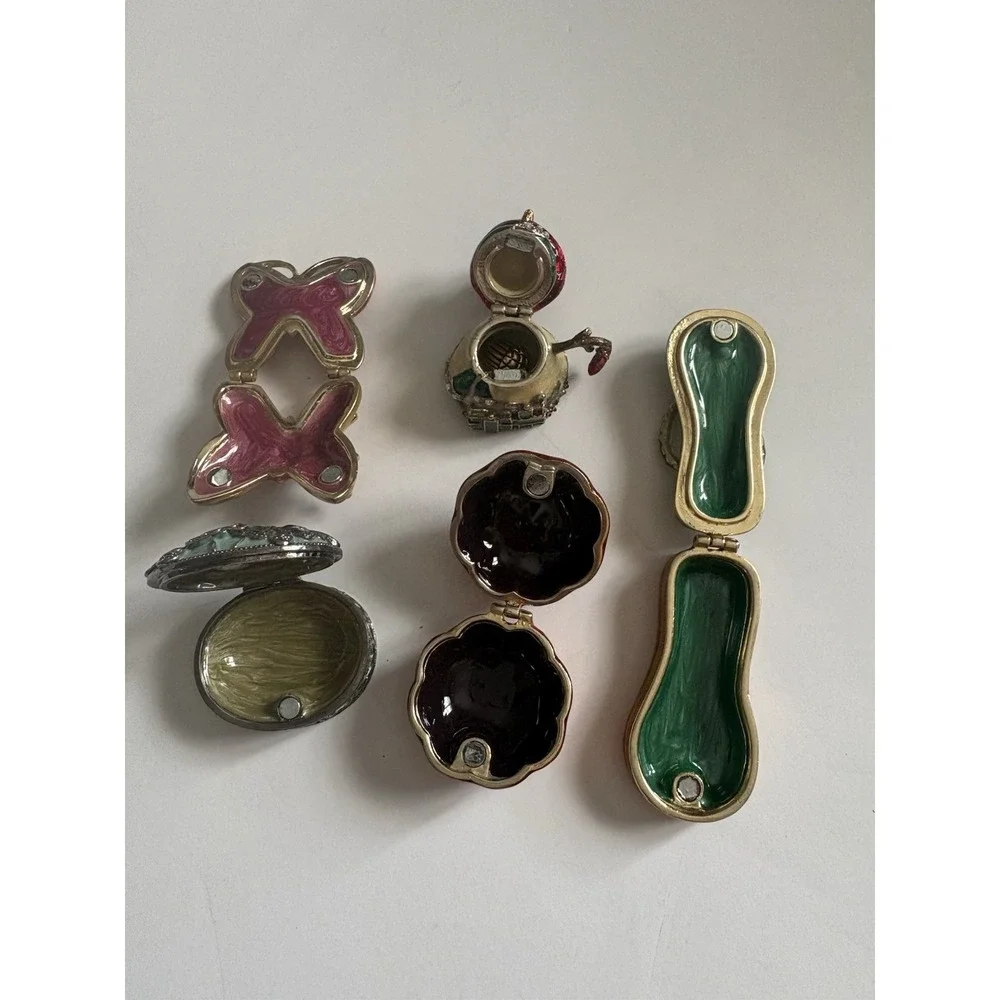 Monet Multicolor Decorative Shiny Collectibles Trinket Boxes Lot Of 5